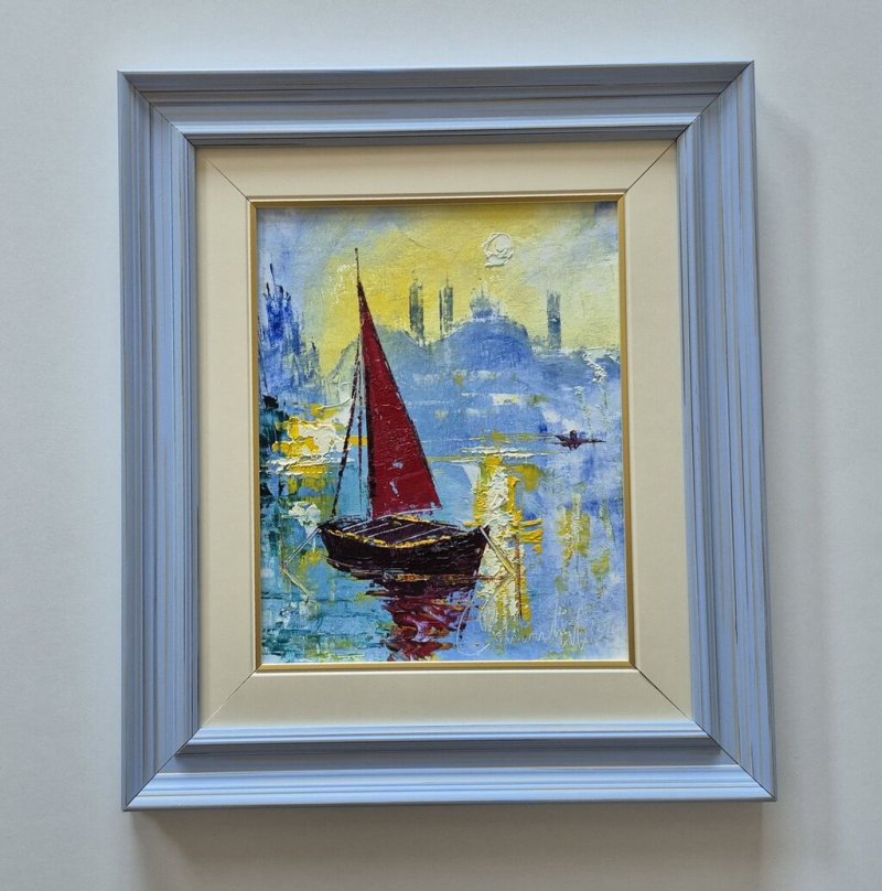 Oil on canvas - Gentle colors of the sea, beautiful, Painting Dusko Dule