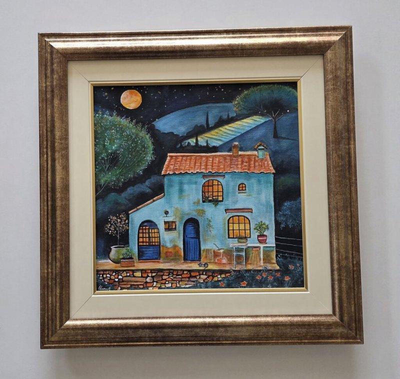 Painting - House under the Moonlight, acrylic on canvas