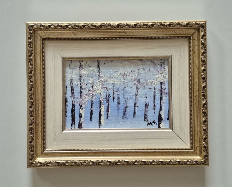 Oil on canvas - Quiet winter, beautiful picture, Painting Dusko Dule
