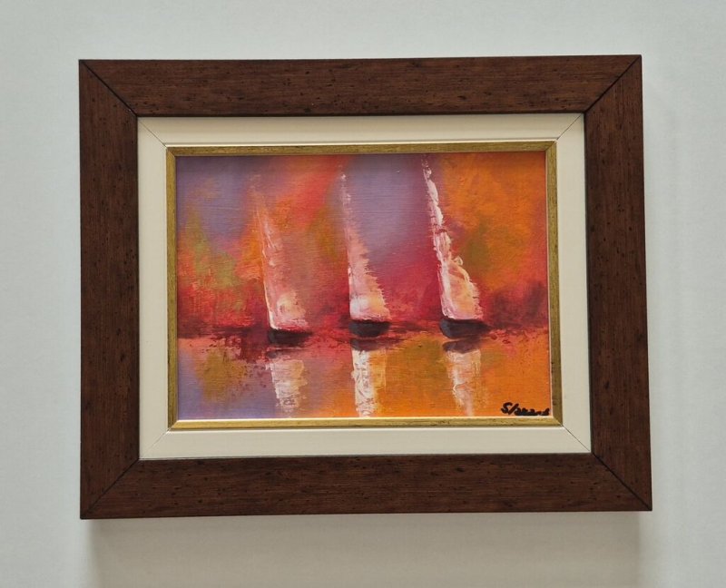 Oil on cardboard - Sailing, painting number four, Painting Dusko Dule
