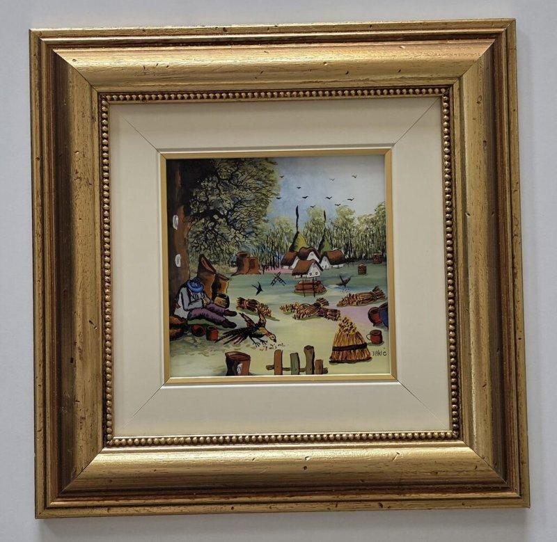 Naive, oil on glass - Homeland - rare, Painting Dusko Dule