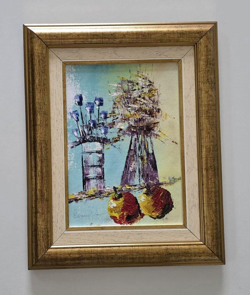 Oil on canvas - Two vases and apples, Painting Dusko Dule