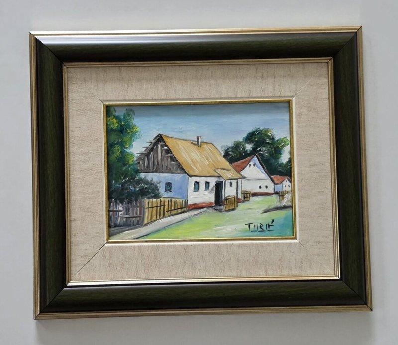 Oil on masonite - Village Peace - Miniature