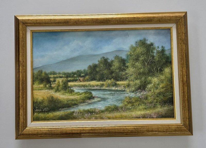 Oil on canvas - River through the valley