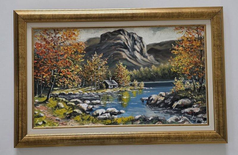 Oil on Masonite - Mountain Oasis of Silence, Painting Dusko Dule