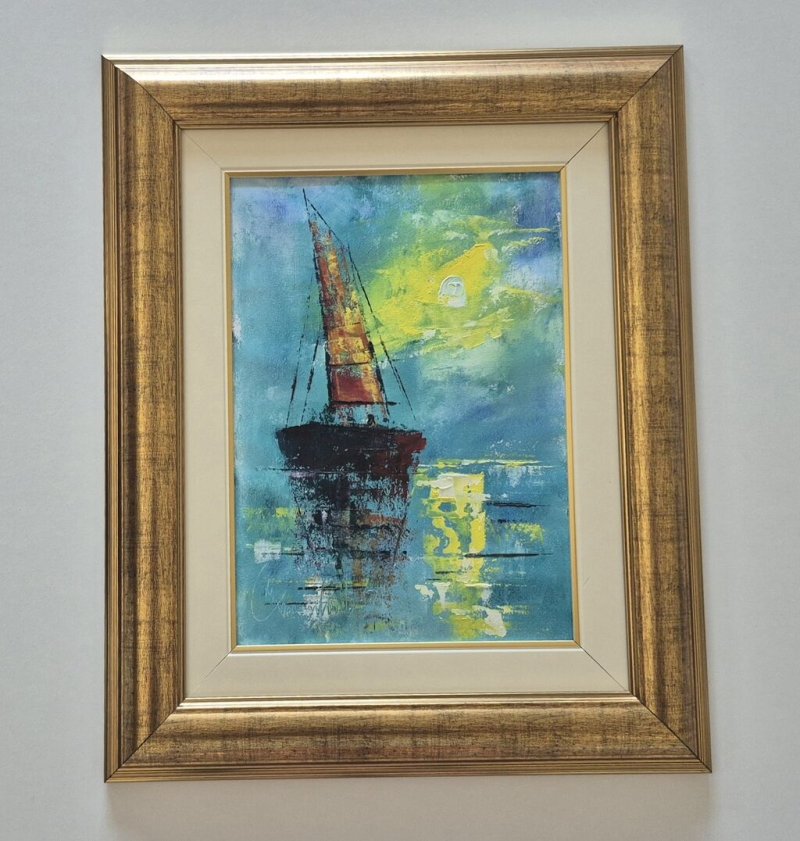 Oil on canvas - Green color of the sea, beautiful picture