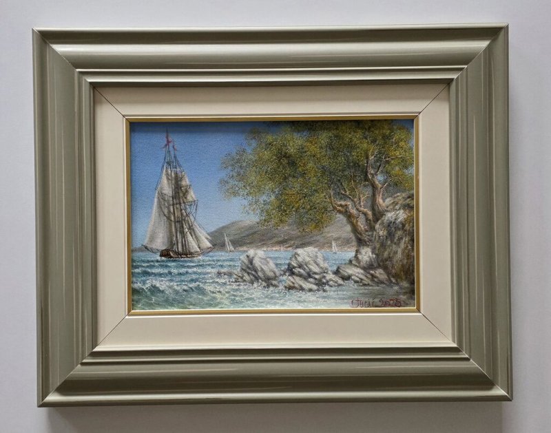 Oil on canvas - A story from the sea, a beautiful picture