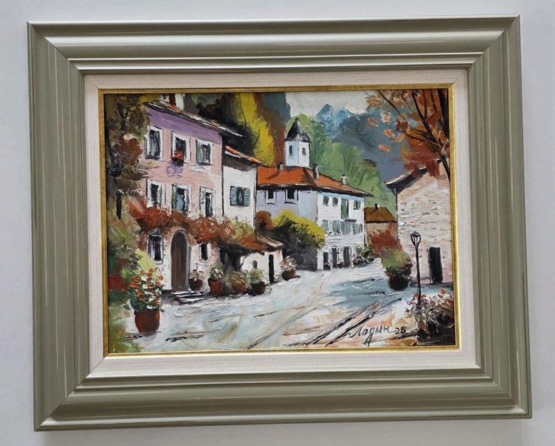 Oil on canvas - Old town street, Painting Dusko Dule