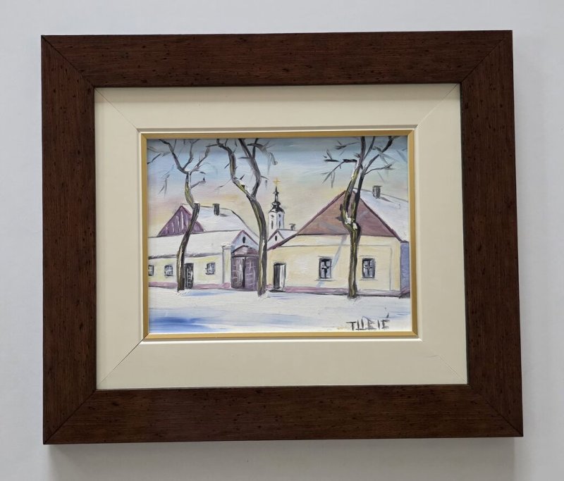 Oil on masonite - A small village, a beautiful picture