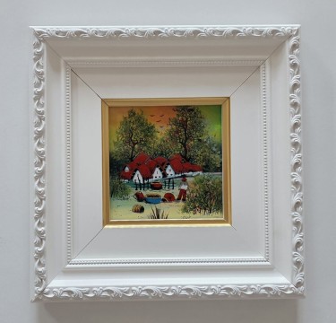 Naive, oil on glass - Seoce - Miniature