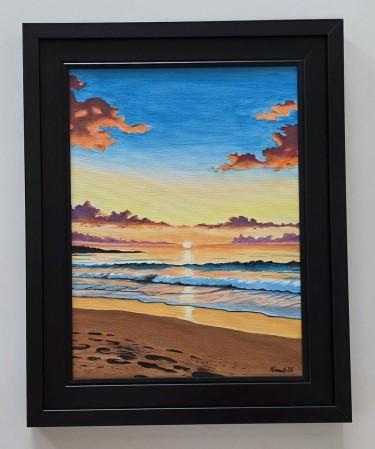Dusk, sea and sand - acrylic on canvas