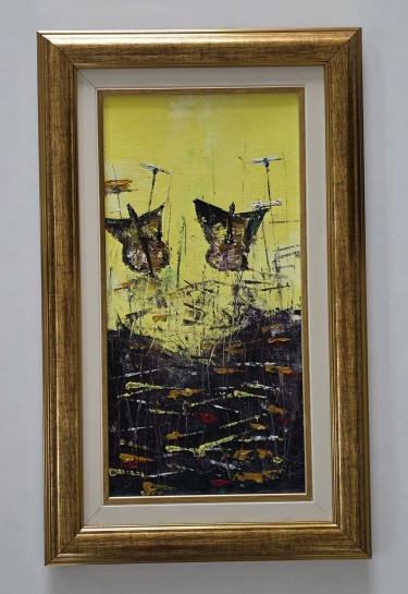 Oil on canvas - Two butterflies, a beautiful painting