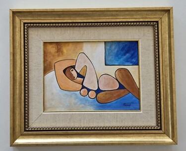 In Room: Small nude - acrylic on canvas - Beautiful painting