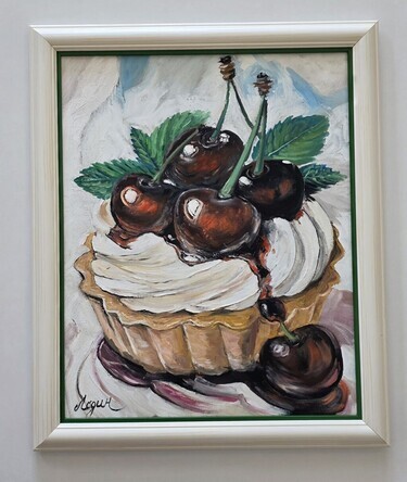 In Room: Oil on hardboard - Cherry cake, beautiful