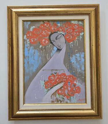 In Room: Oil on canvas - In the Embrace of Roses, a beautiful painting