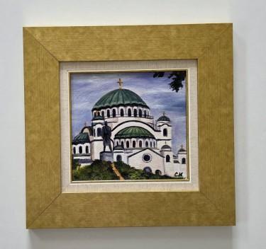 Oil on canvas - The Temple of Saint Sava