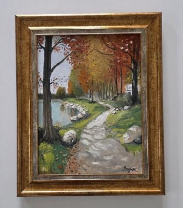 Oil on canvas - Autumn path, a beautiful painting