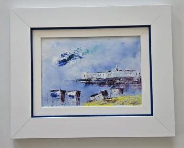Oil on canvas - Morning in a coastal town