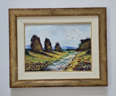 Ulje na platnu - Reka i jesen, prelepa slika