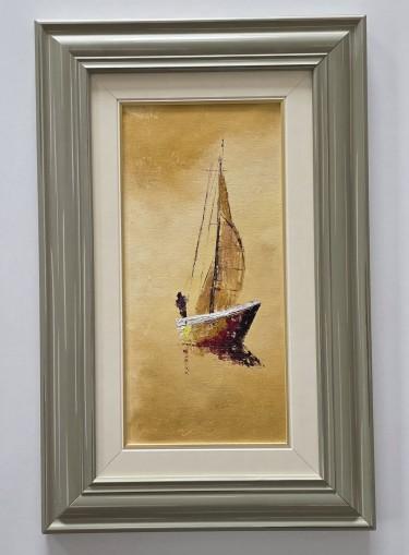 Oil on canvas - Golden Sailing, a beautiful painting