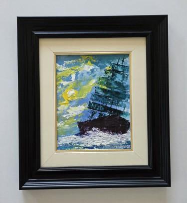 Oil on canvas - Ship beneath a restless sky