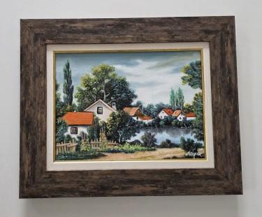 Oil on canvas - Village under the treetops