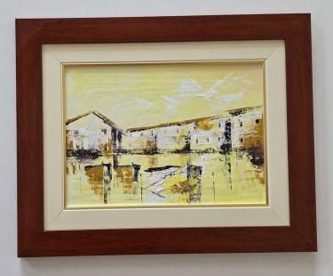Oil on canvas - Morning in a seaside town, Painting Dusko Dule