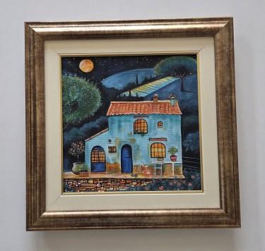 Painting - House under the Moonlight, acrylic on canvas