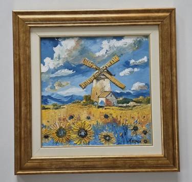 Oil on canvas - Golden Field of Sunflowers, Painting Dusko Dule