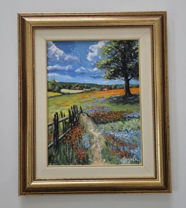 Oil on canvas - Flower path, a beautiful painting