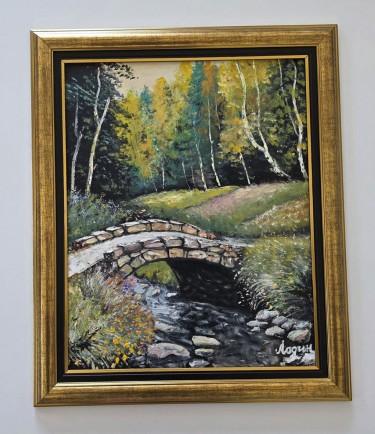 Oil on hardboard - Stone Bridge, beautiful painting