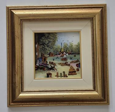 Naive, oil on glass - Homeland - rare