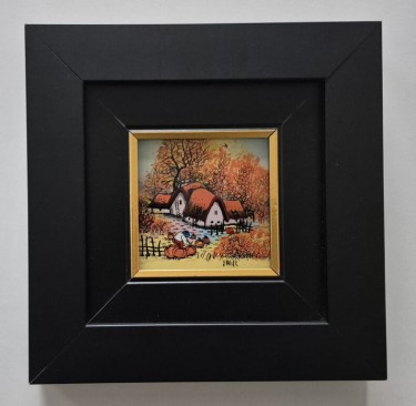 Naiva, oil on glass - Pumpkin time - Miniature