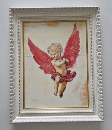Oil on canvas - Angel in flight, beautiful