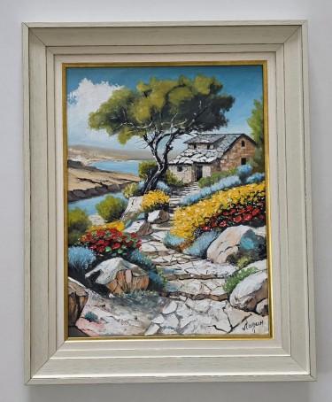 Oil on canvas - Mediterranean oasis, beautiful