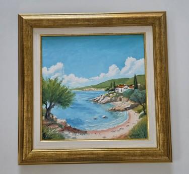 Oil on canvas - View of the beach, beautiful