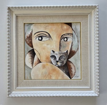 Oil on canvas - The Gray Guardian, a beautiful painting, Painting Dusko Dule