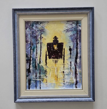 Oil on canvas - Winter carriage, beautiful