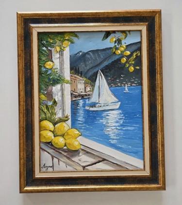 Oil on canvas - Colors of the sea and lemon, beautiful