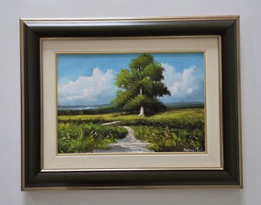 Oil on canvas - Green landscape, beautiful picture