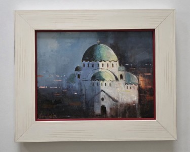 Oil on canvas - Night above the Temple, beautiful picture