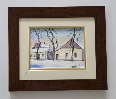 Oil on masonite - A small village, a beautiful picture