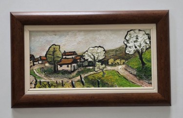 Ulje na lesonitu - Malo selo, Slika Dusko Dule