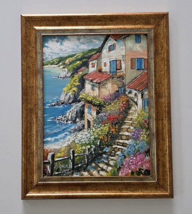 Oil on masonite - Mediterranean Staircase, beautiful