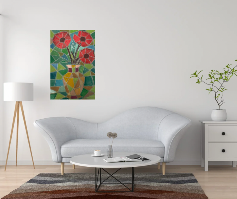 Cubist bloom, Painting Biljana Pejcic