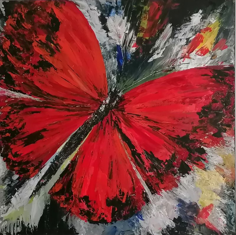 Red butterflay, Painting Zorica Bugarski