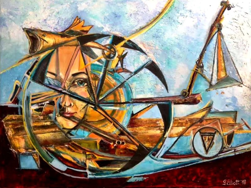 Spinning wheel, Painting Gordana Elliott