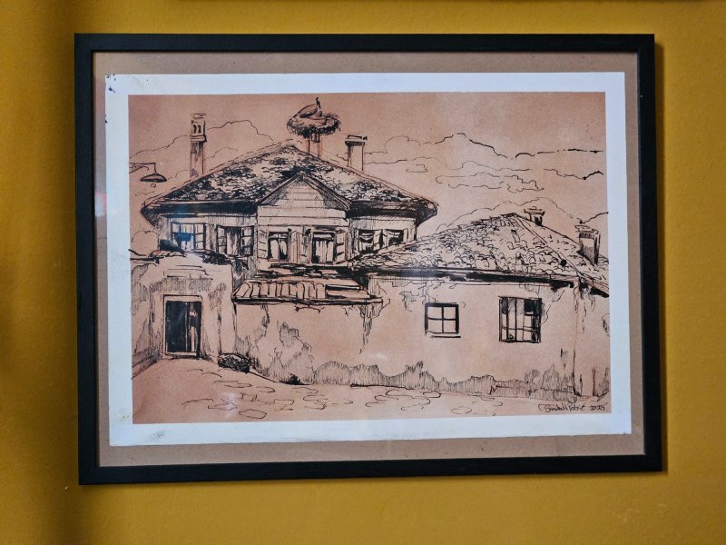 Stork on the chimney, Drawing Sandra Ninić Petrić