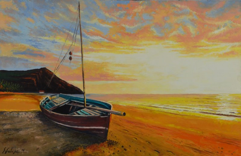 Boat on the beach, Painting Stevan Sucevic