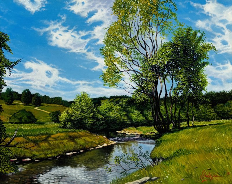 Summer landscape, Painting Stevan Sucevic